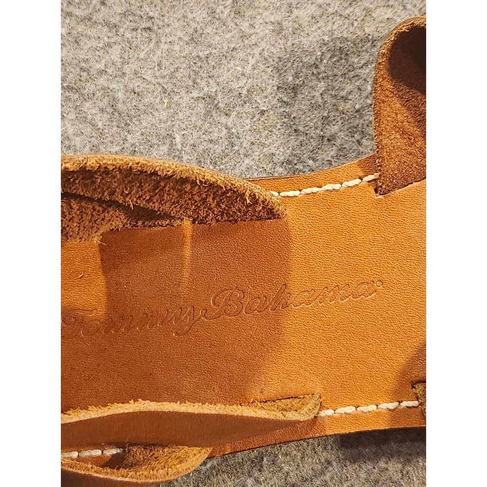 Tommy Bahama Sandals Shoes Womens Size 7 Brown Leather Strappy Ankle Buckle Flat - Picture 2 of 8
